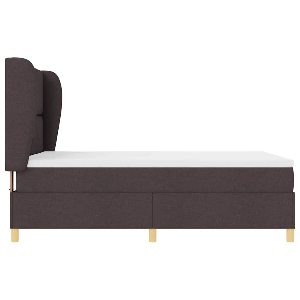 Lit à ressorts avec matelas gris foncé 90x190 cm Marron foncé