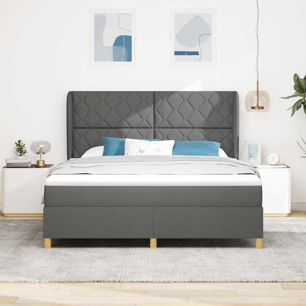 Lit à ressorts avec matelas gris foncé 90x190 cm Gris foncé