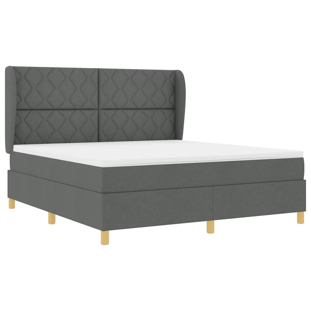 Lit à ressorts avec matelas gris foncé 90x190 cm Gris foncé