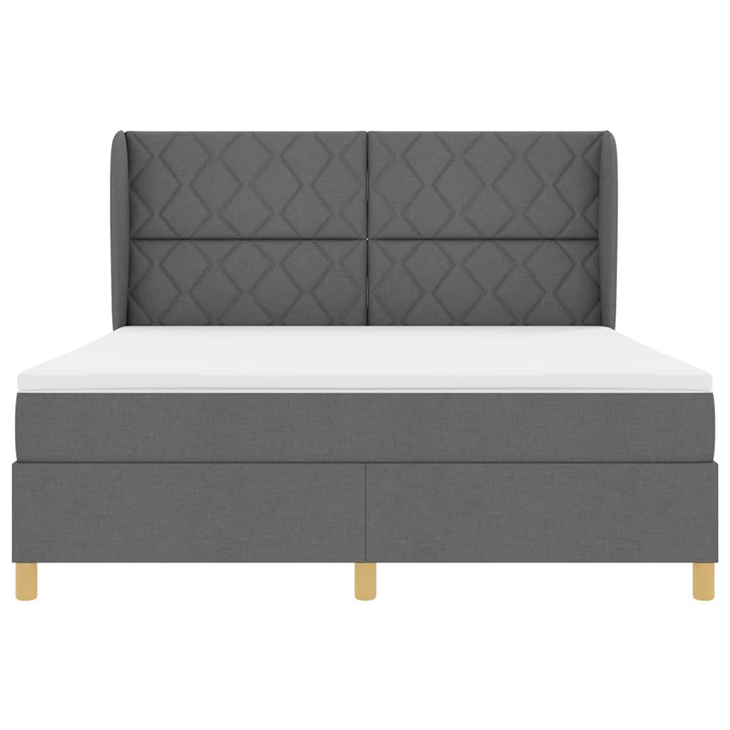 Lit à ressorts avec matelas gris foncé 90x190 cm Gris foncé