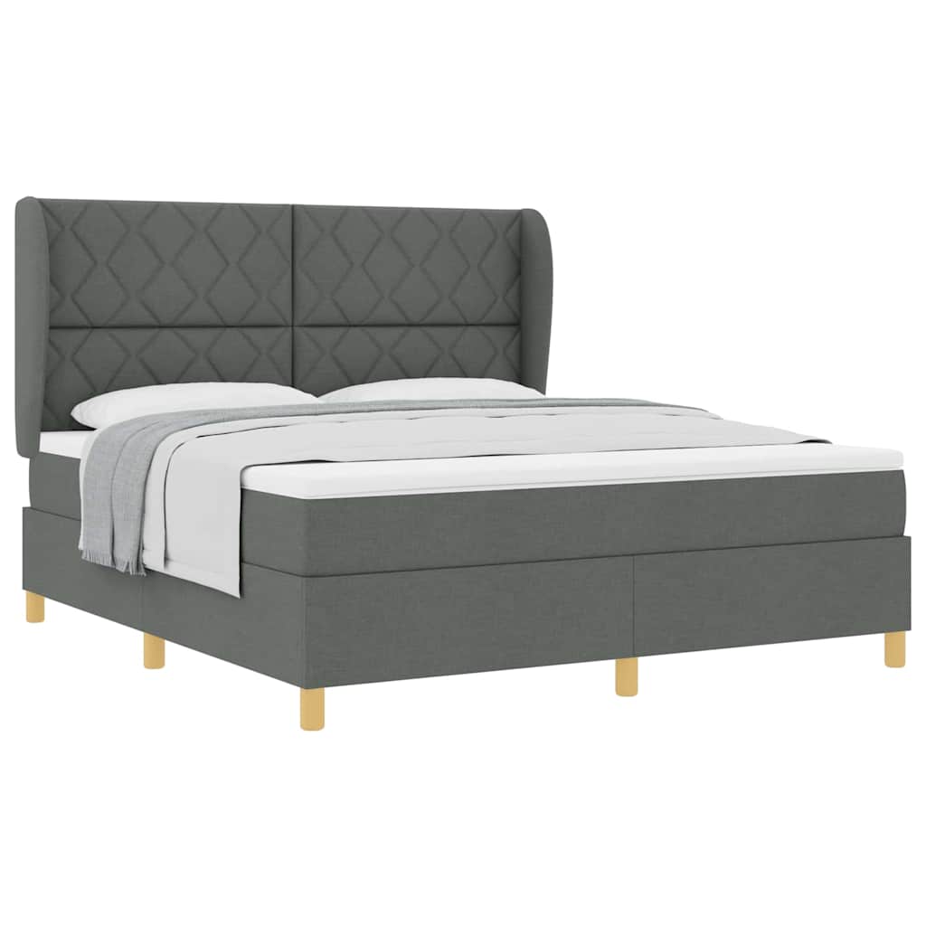 Lit à ressorts avec matelas gris foncé 90x190 cm Gris foncé