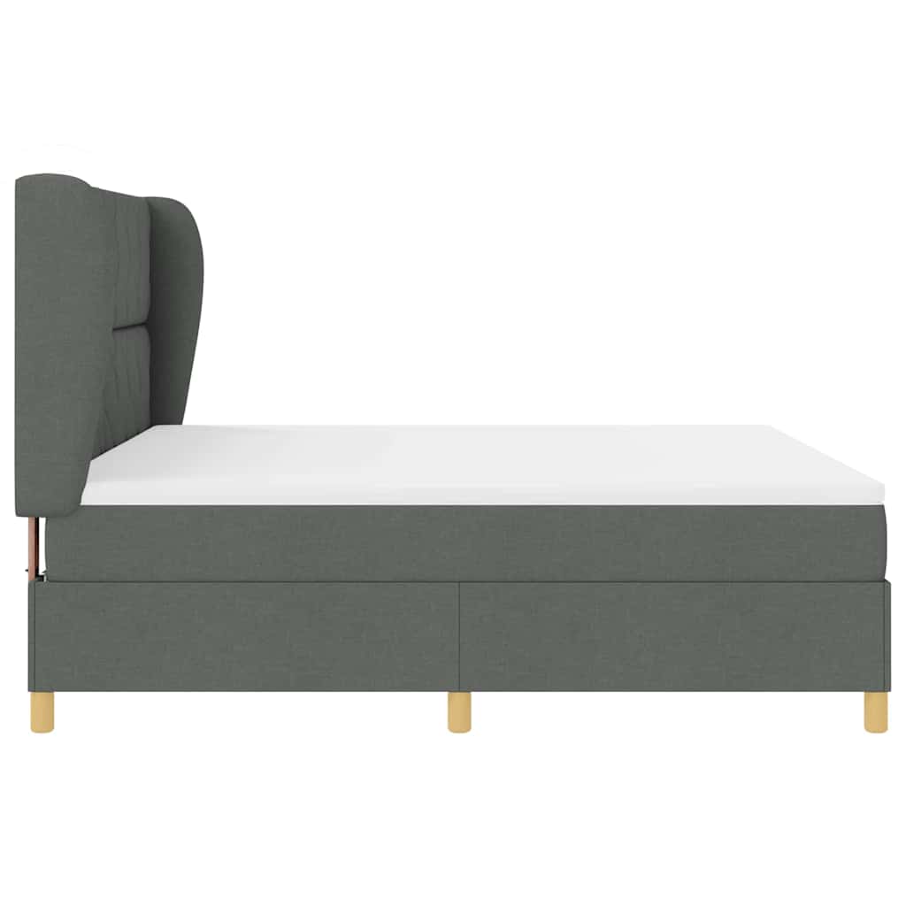 Lit à ressorts avec matelas gris foncé 90x190 cm Gris foncé