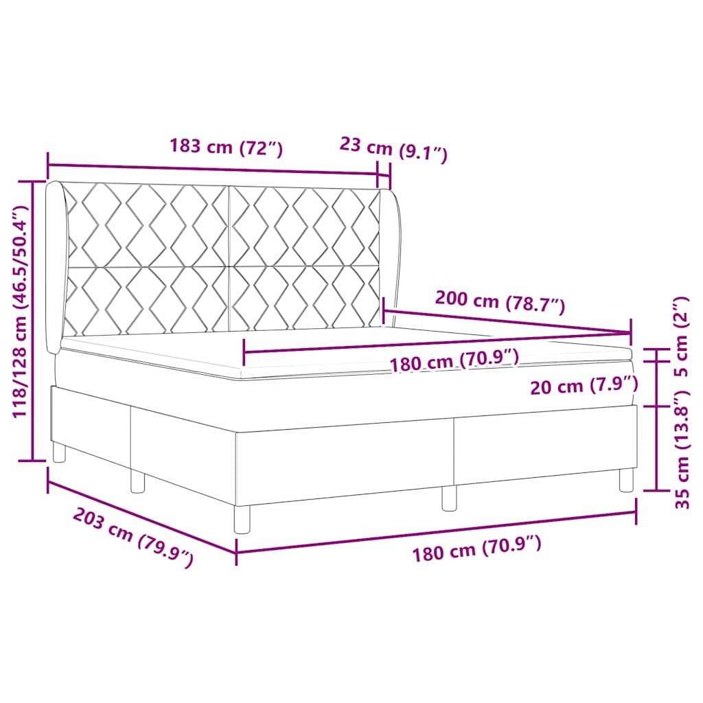 Lit à ressorts avec matelas gris foncé 90x190 cm Gris foncé