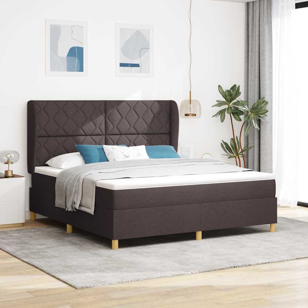 Lit à ressorts avec matelas gris foncé 90x190 cm Marron foncé - XIOS