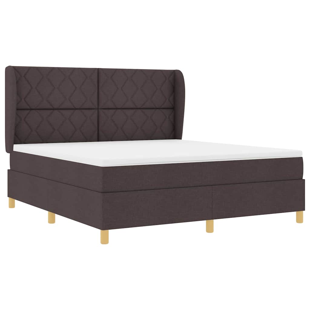 Lit à ressorts avec matelas gris foncé 90x190 cm Marron foncé - XIOS