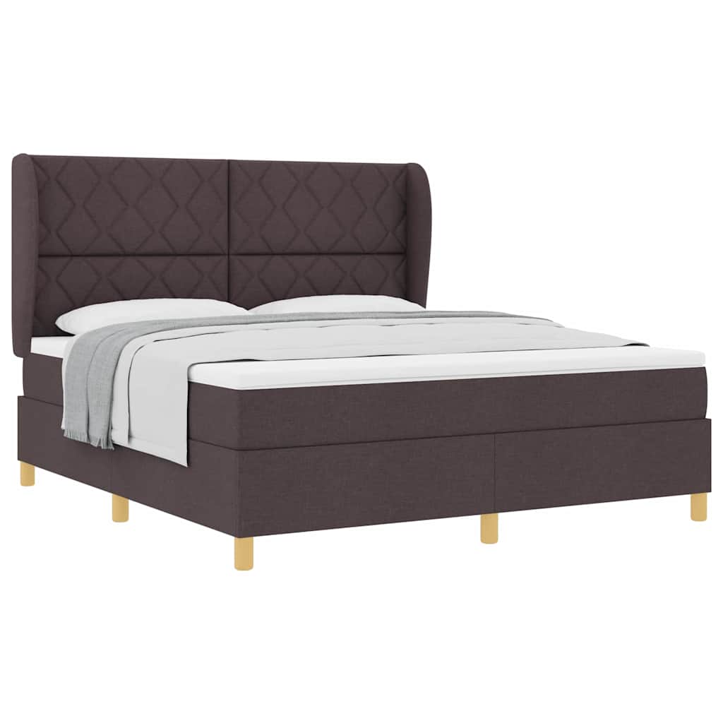 Lit à ressorts avec matelas gris foncé 90x190 cm Marron foncé - XIOS