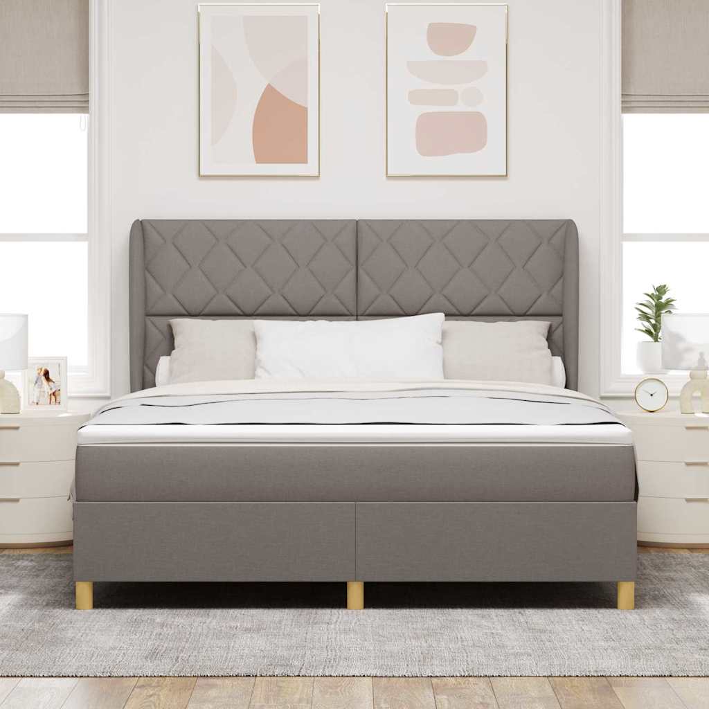 Lit à ressorts avec matelas gris foncé 90x190 cm Taupe - XIOS