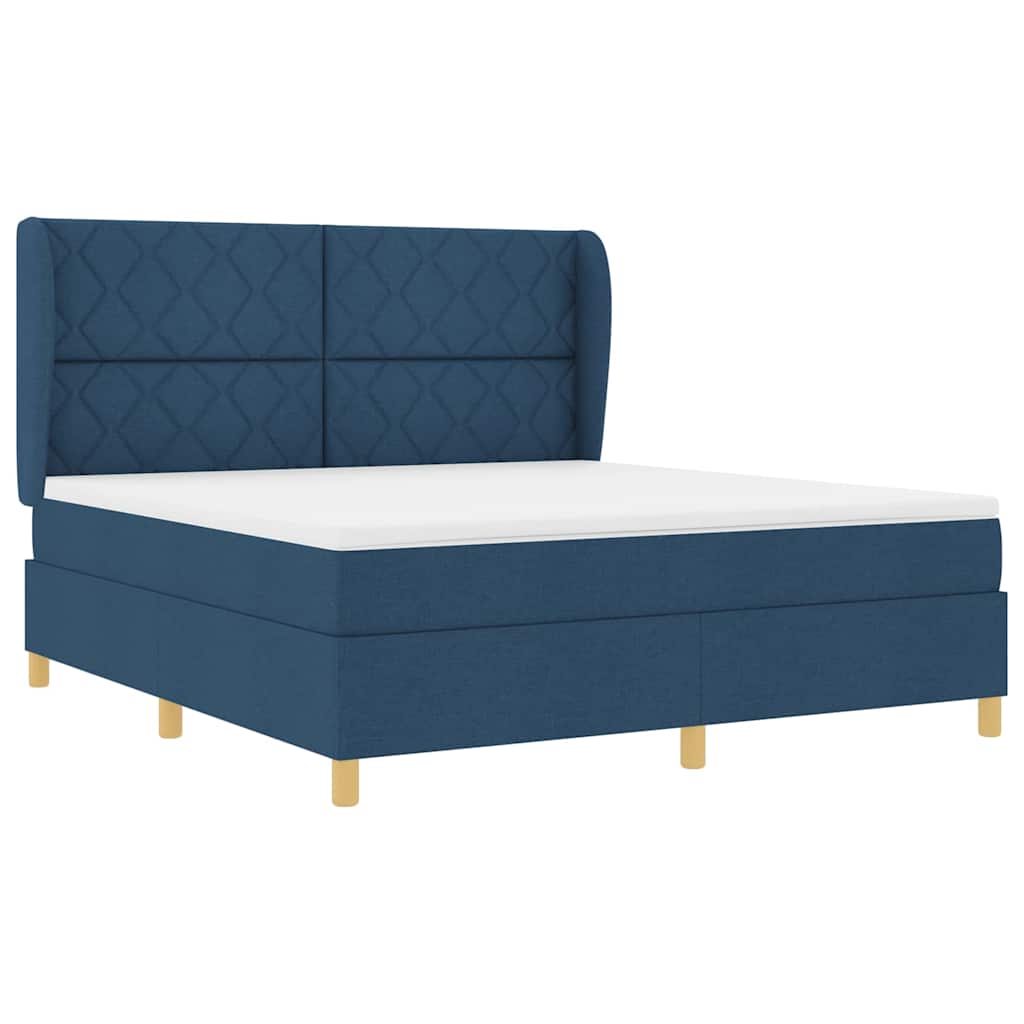 Lit à ressorts avec matelas gris foncé 90x190 cm Bleu