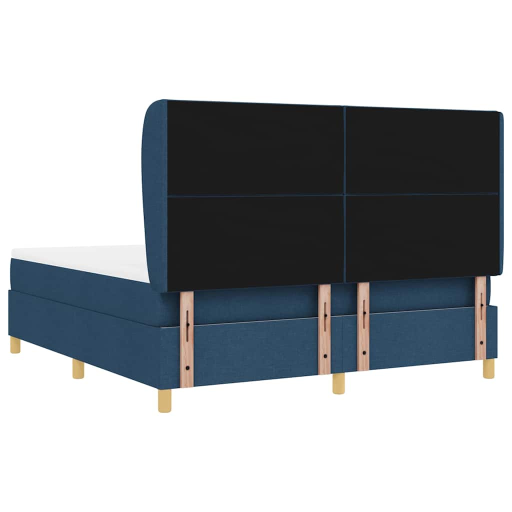 Lit à ressorts avec matelas gris foncé 90x190 cm Bleu
