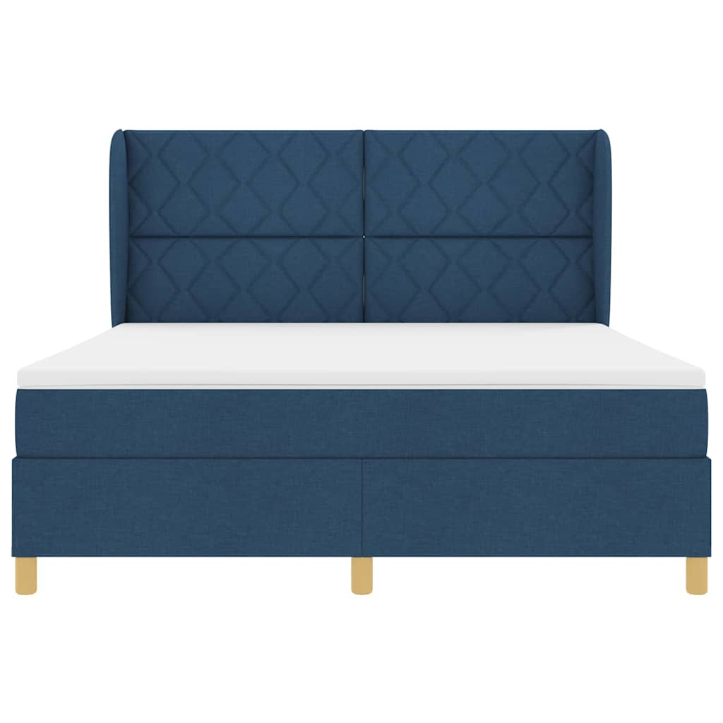 Lit à ressorts avec matelas gris foncé 90x190 cm Bleu