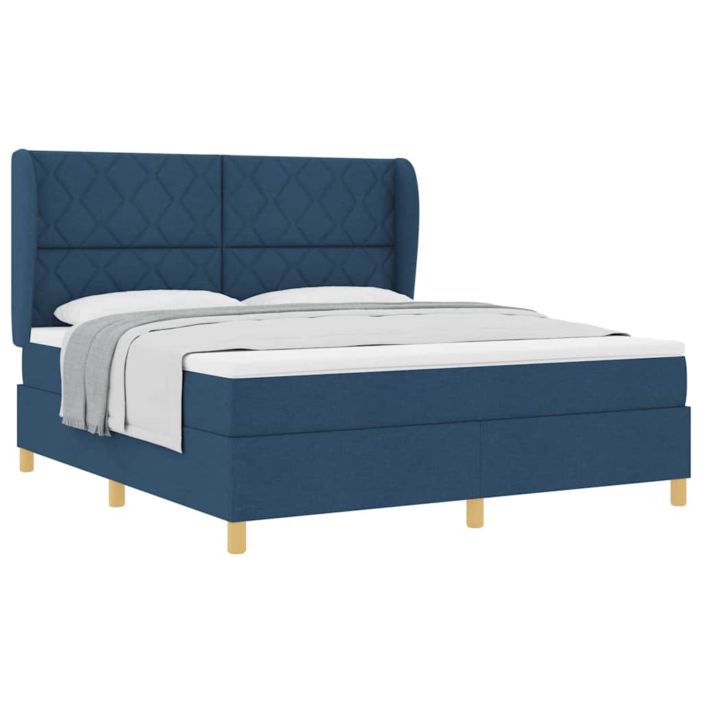 Lit à ressorts avec matelas gris foncé 90x190 cm Bleu