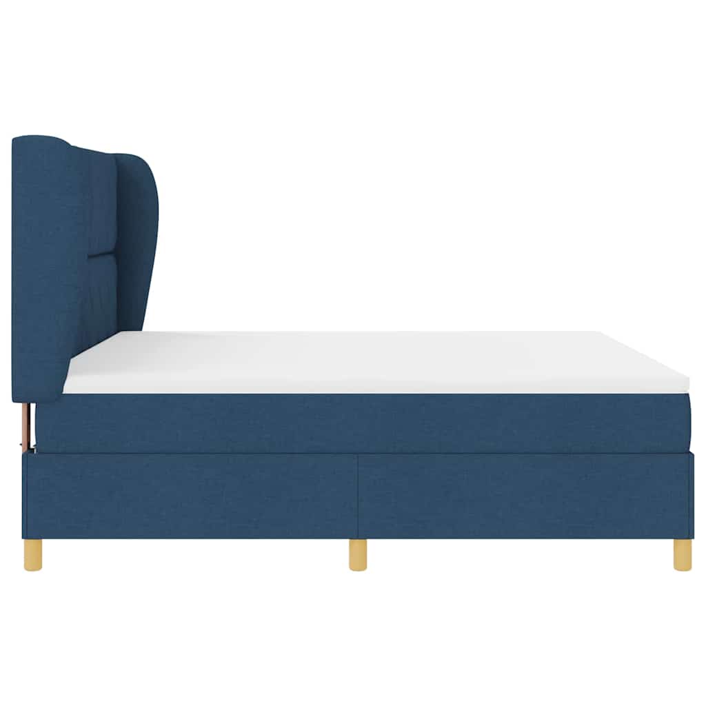 Lit à ressorts avec matelas gris foncé 90x190 cm Bleu