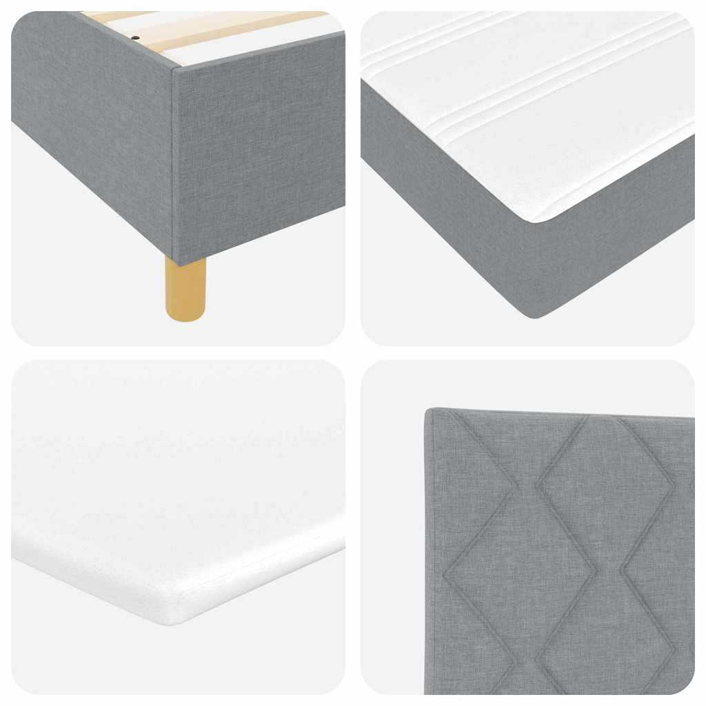 Lit à ressorts avec matelas gris foncé 90x190 cm Gris clair