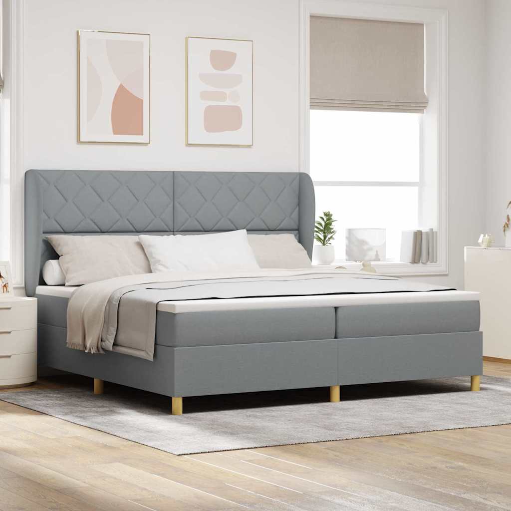 Lit à ressorts avec matelas gris foncé 90x190 cm Gris clair