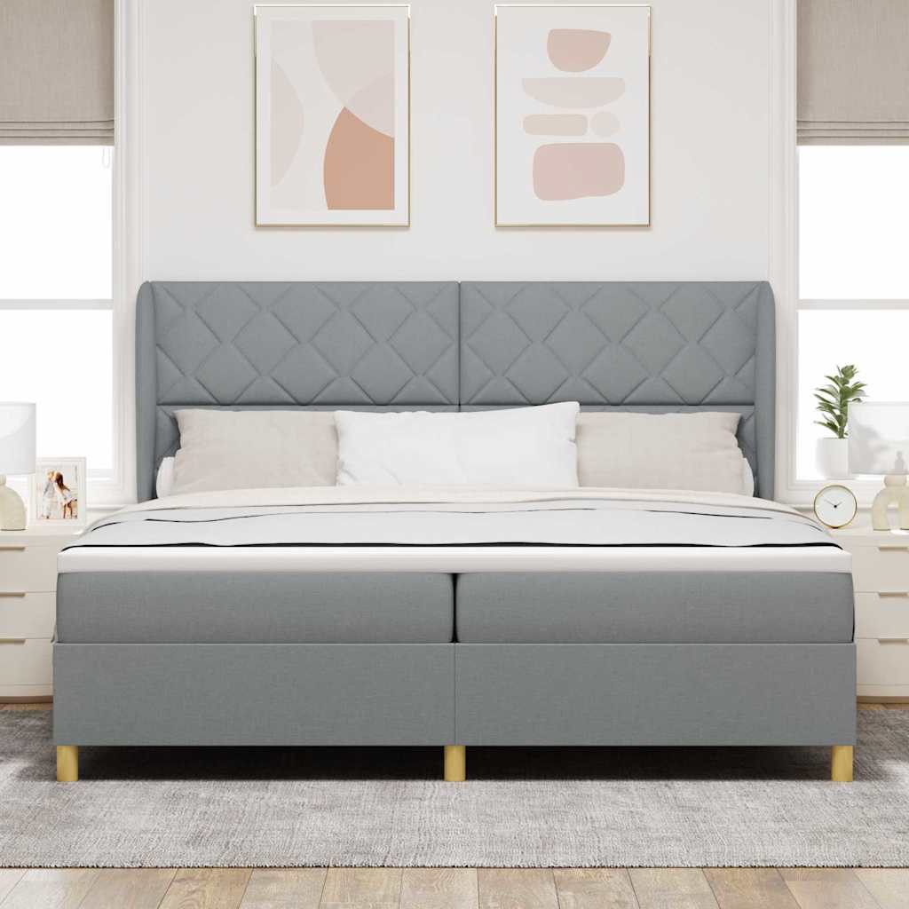 Lit à ressorts avec matelas gris foncé 90x190 cm Gris clair
