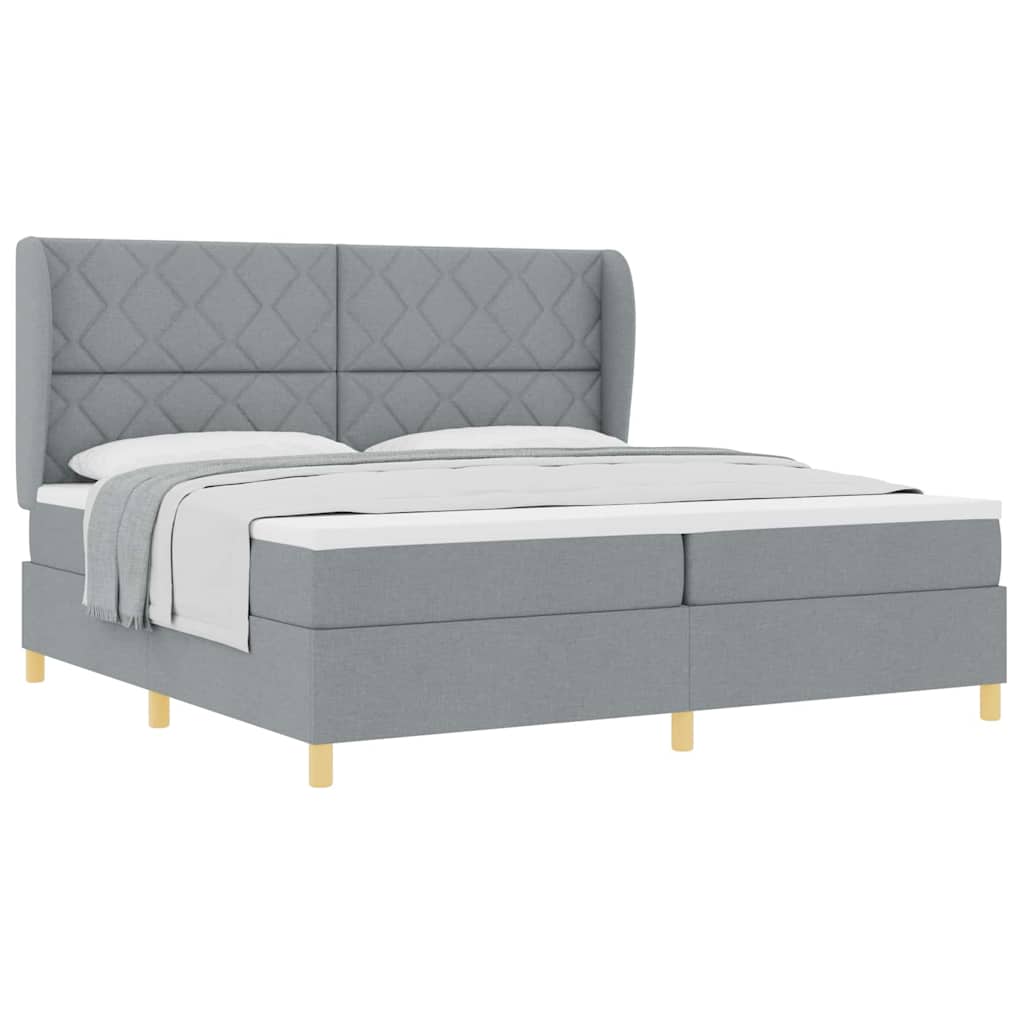 Lit à ressorts avec matelas gris foncé 90x190 cm Gris clair