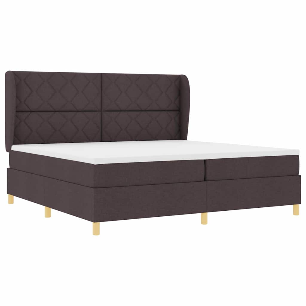 Lit à ressorts avec matelas gris foncé 90x190 cm Marron foncé
