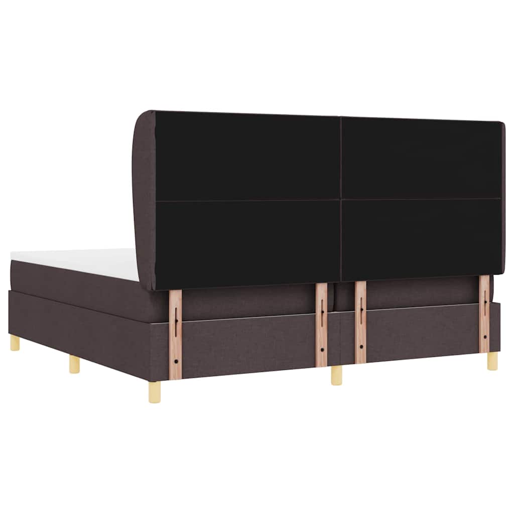 Lit à ressorts avec matelas gris foncé 90x190 cm Marron foncé