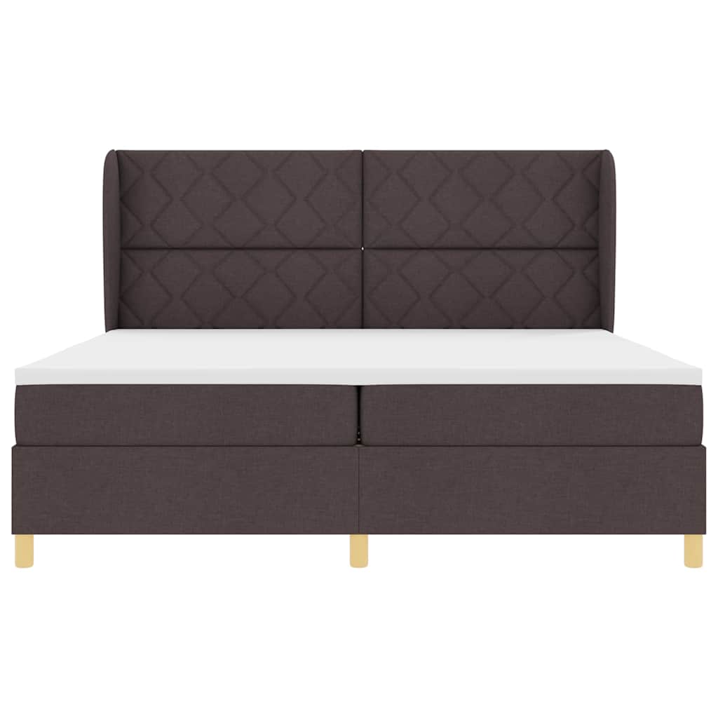Lit à ressorts avec matelas gris foncé 90x190 cm Marron foncé
