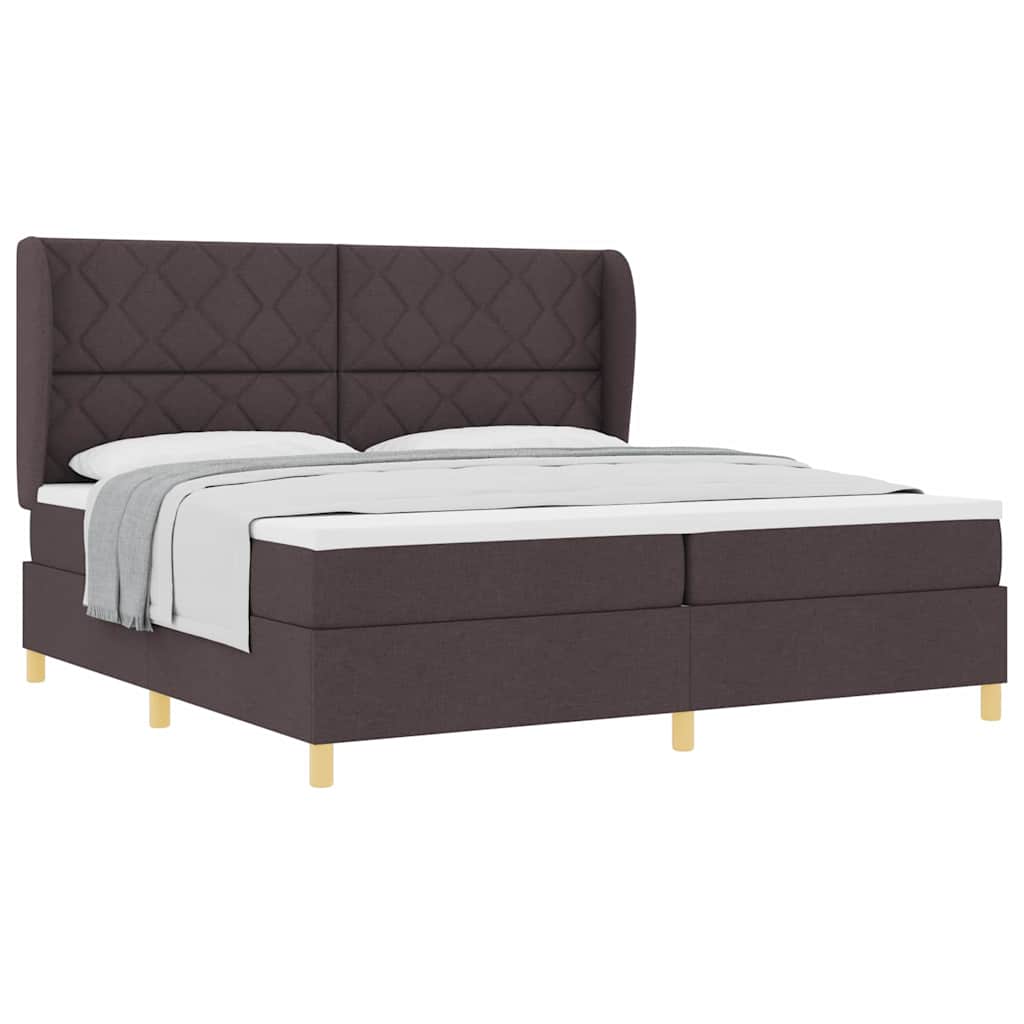 Lit à ressorts avec matelas gris foncé 90x190 cm Marron foncé