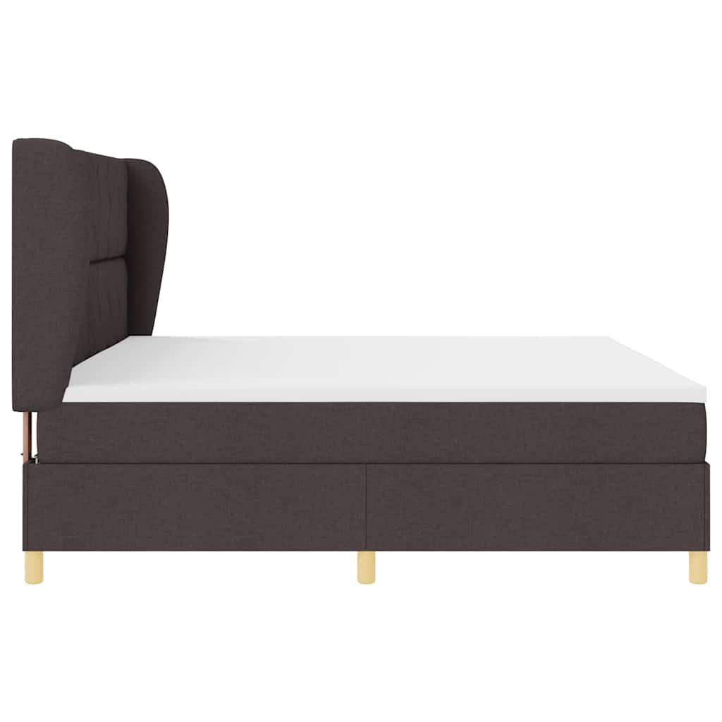 Lit à ressorts avec matelas gris foncé 90x190 cm Marron foncé