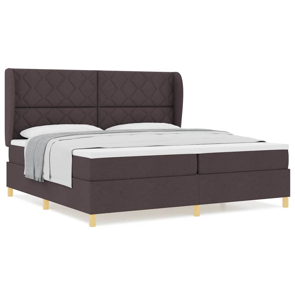 Lit à ressorts avec matelas gris foncé 90x190 cm Marron foncé