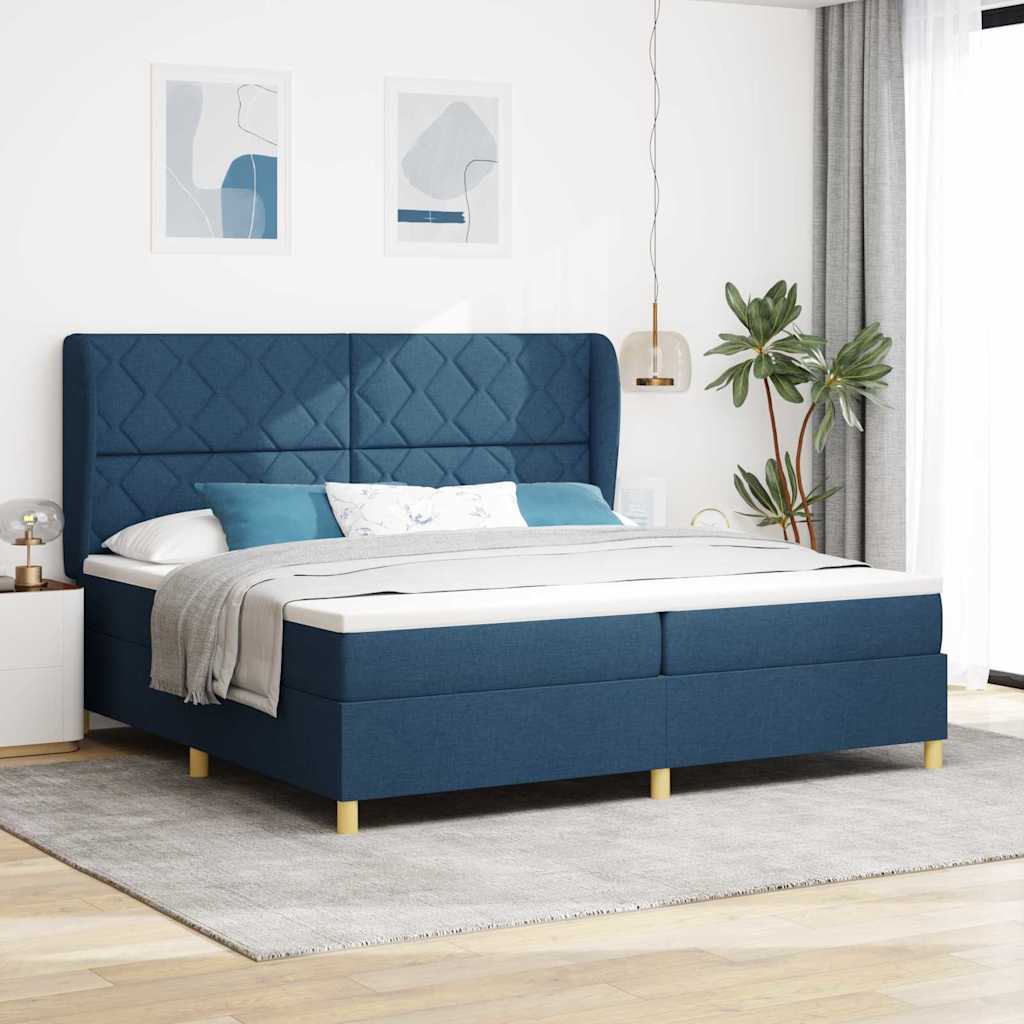 Lit à ressorts avec matelas gris foncé 90x190 cm Bleu