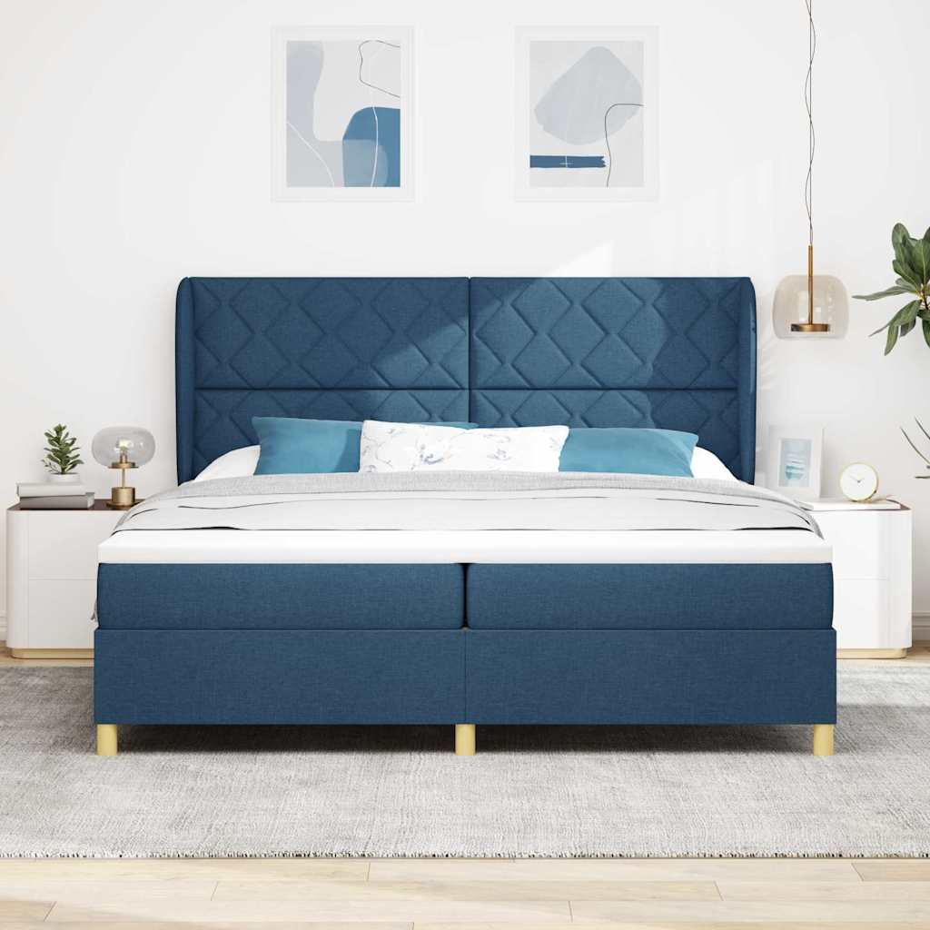 Lit à ressorts avec matelas gris foncé 90x190 cm Bleu