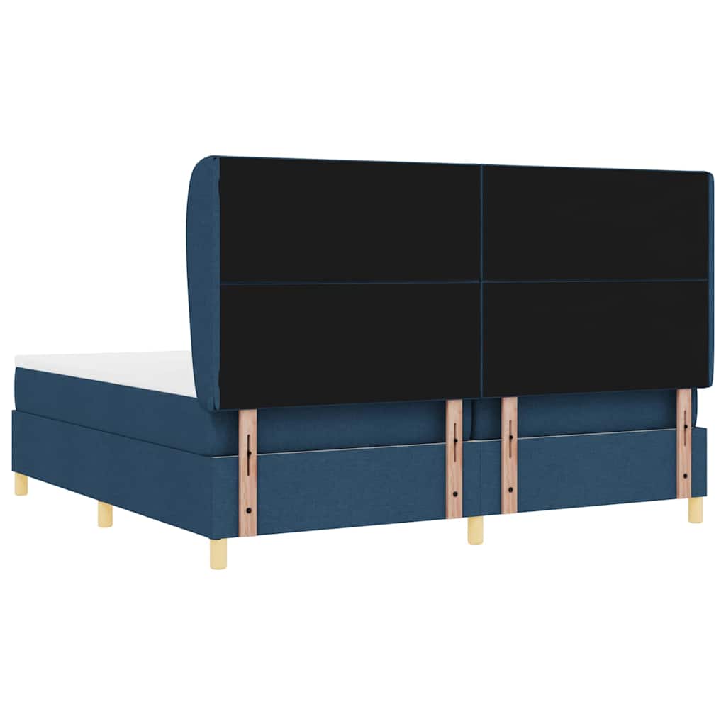 Lit à ressorts avec matelas gris foncé 90x190 cm Bleu