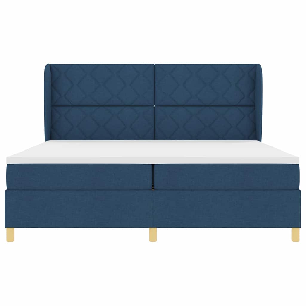 Lit à ressorts avec matelas gris foncé 90x190 cm Bleu