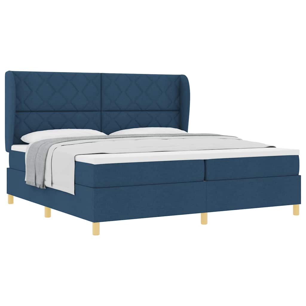 Lit à ressorts avec matelas gris foncé 90x190 cm Bleu