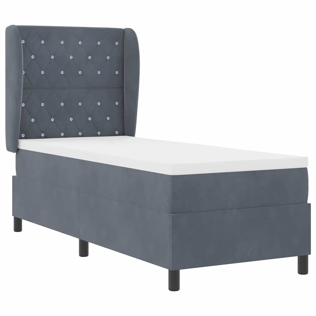 Lit à ressorts avec matelas Gris foncé 200 x 80 cm Velours - XIOS