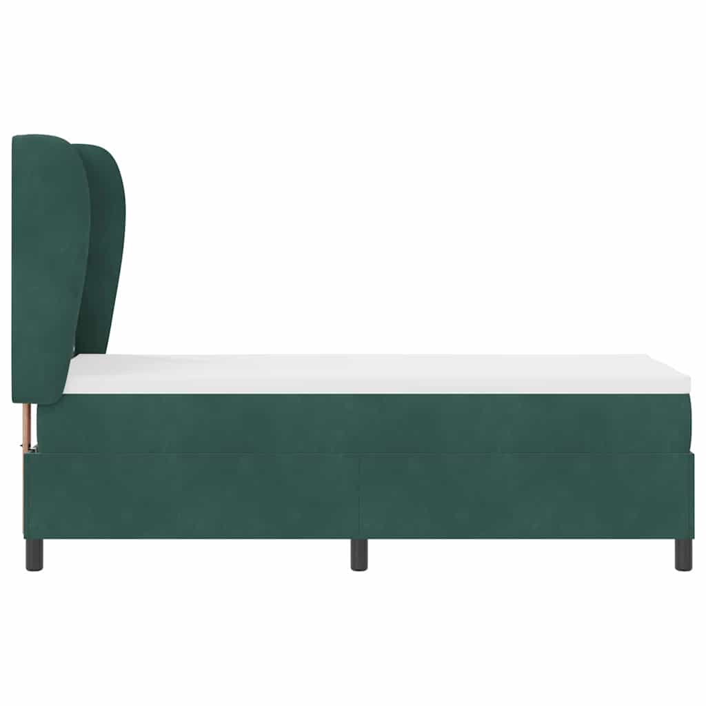 Lit à ressorts avec tête de lit Vert foncé 200 x 80 cm Velours