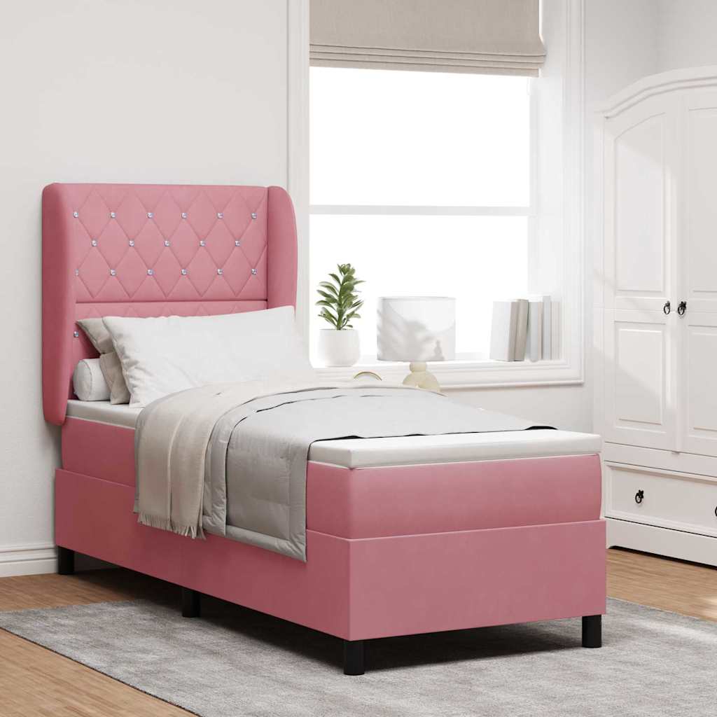 Lit à ressorts avec matelas Rose 200 x 80 cm Velours