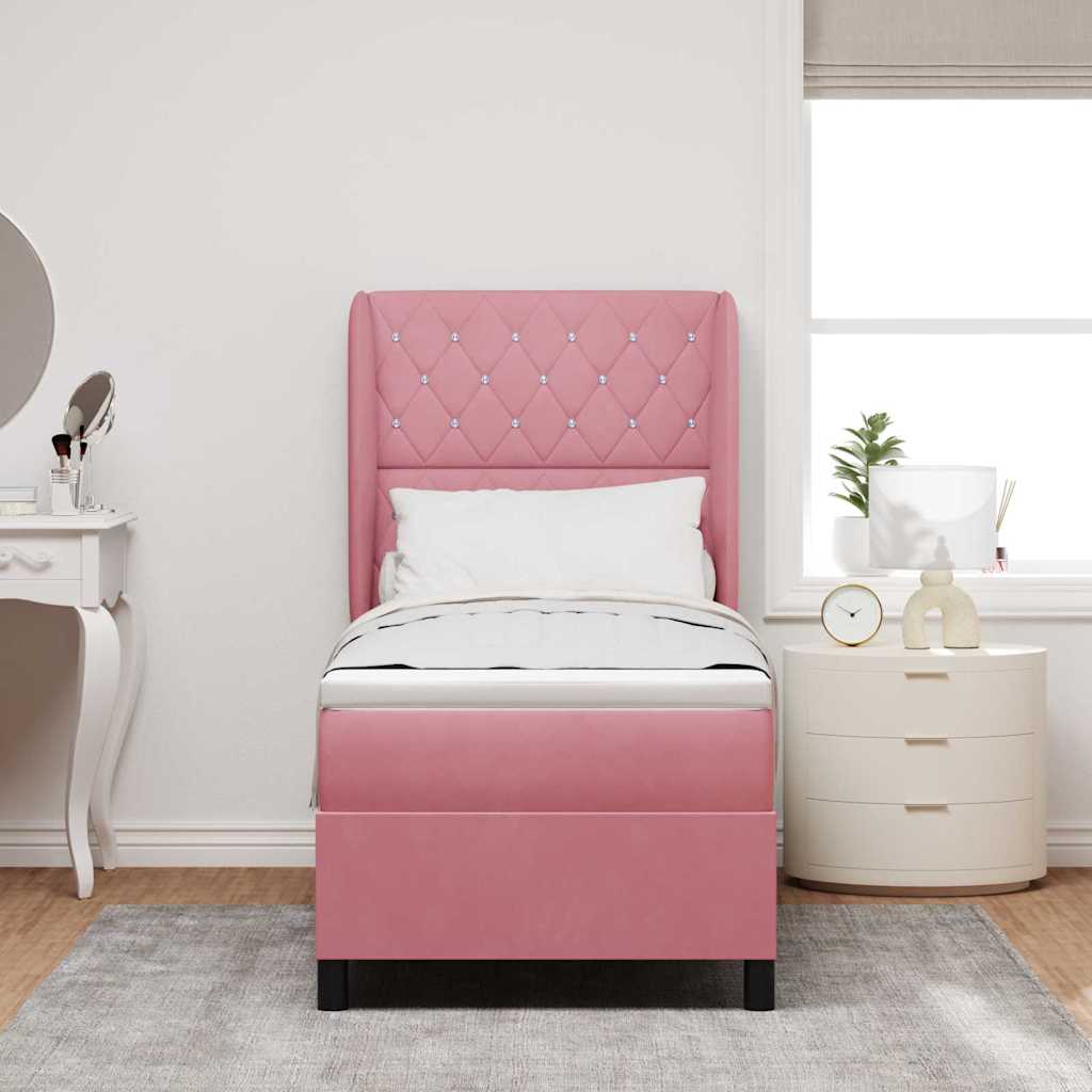 Lit à ressorts avec matelas Rose 200 x 80 cm Velours