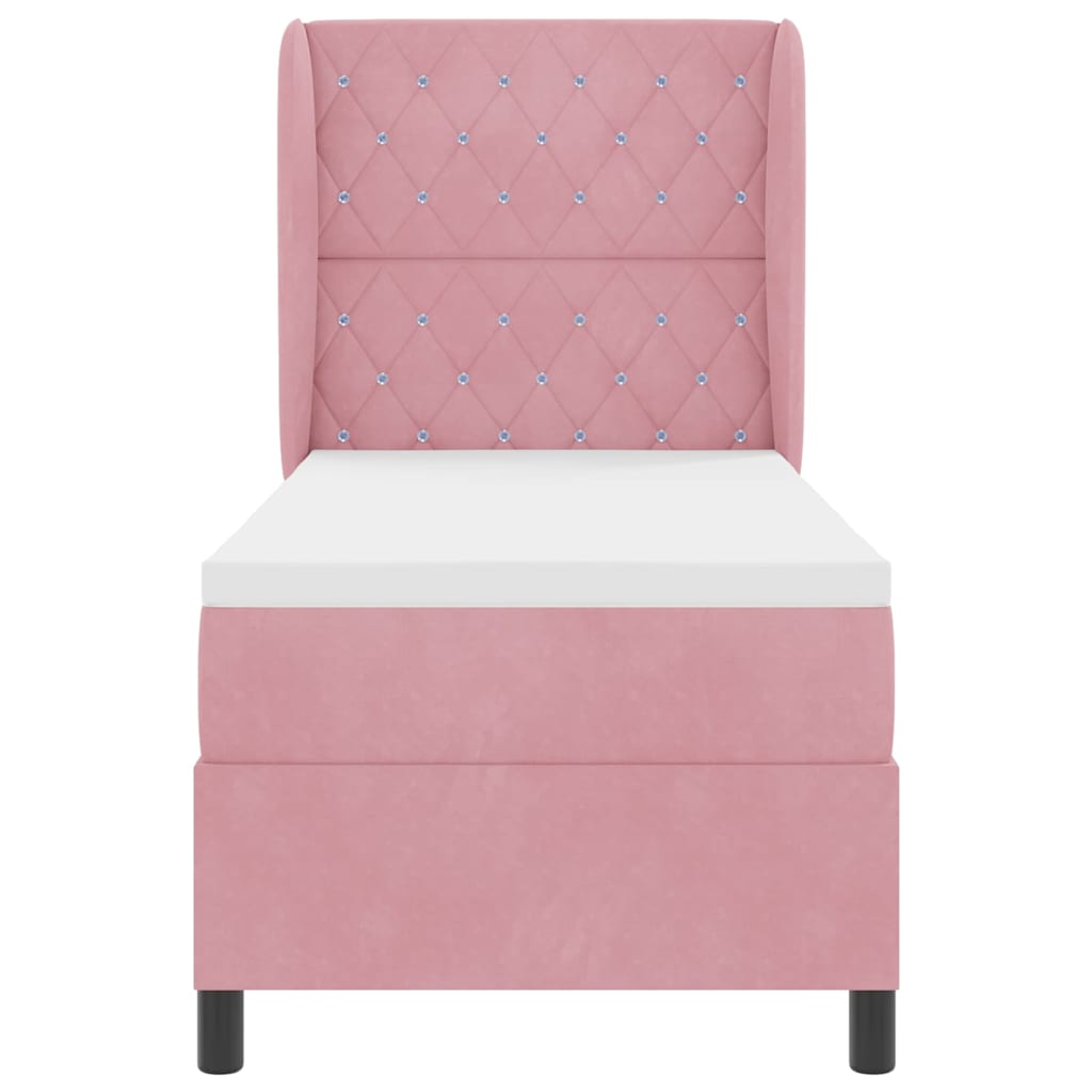 Lit à ressorts avec matelas Rose 200 x 80 cm Velours