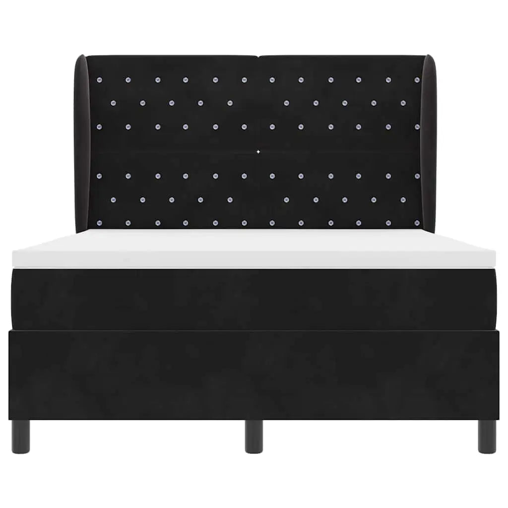 Lit à ressorts avec matelas Noir 190 x 140 cm Velours - XIOS