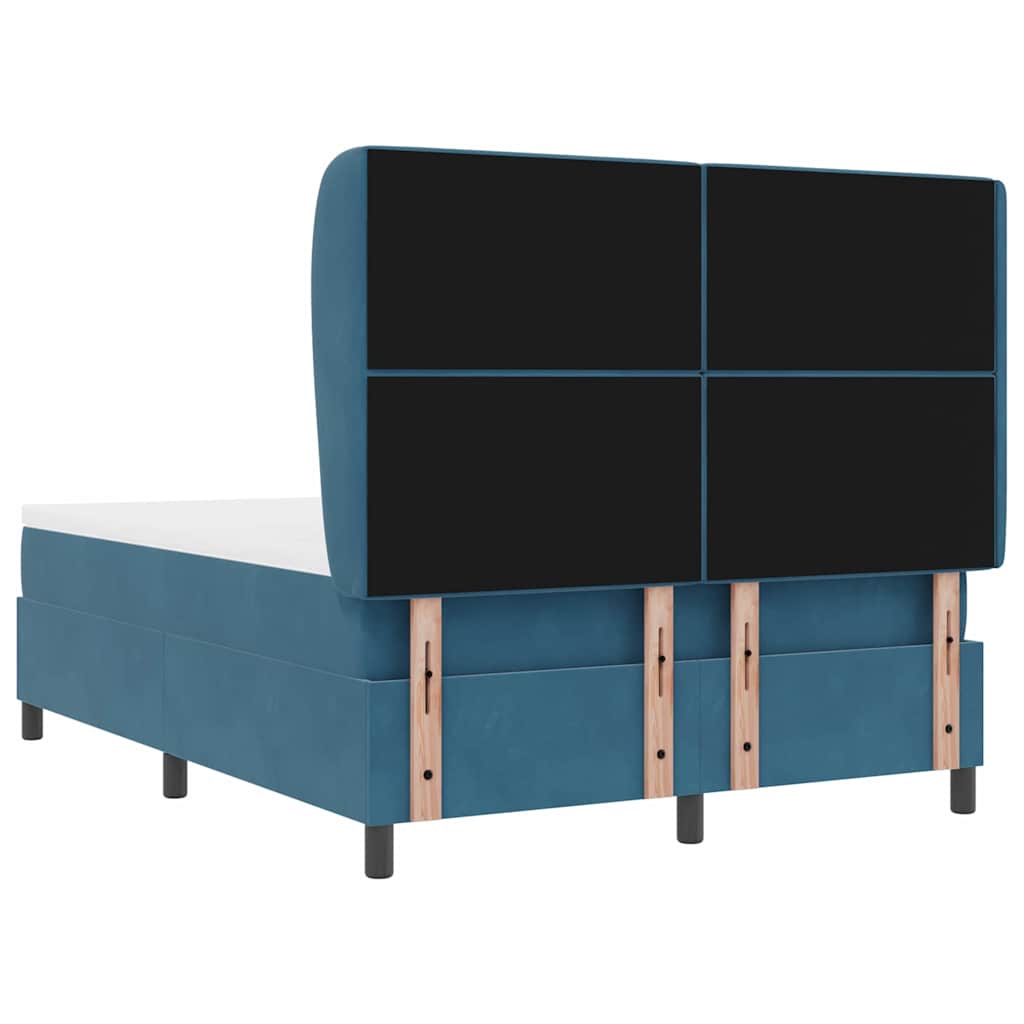 Lit à ressorts avec matelas Bleu foncé 190 x 140 cm Polyester - XIOS