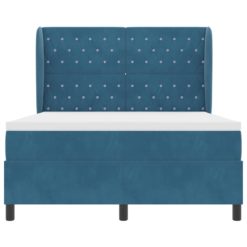 Lit à ressorts avec matelas Bleu foncé 190 x 140 cm Polyester - XIOS