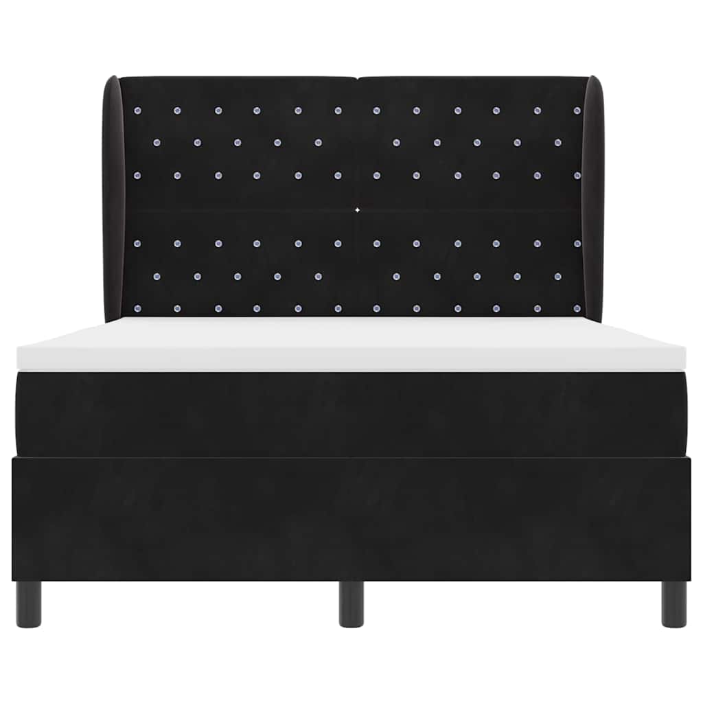 Lit à ressorts avec matelas Noir 200 x 140 cm Velours