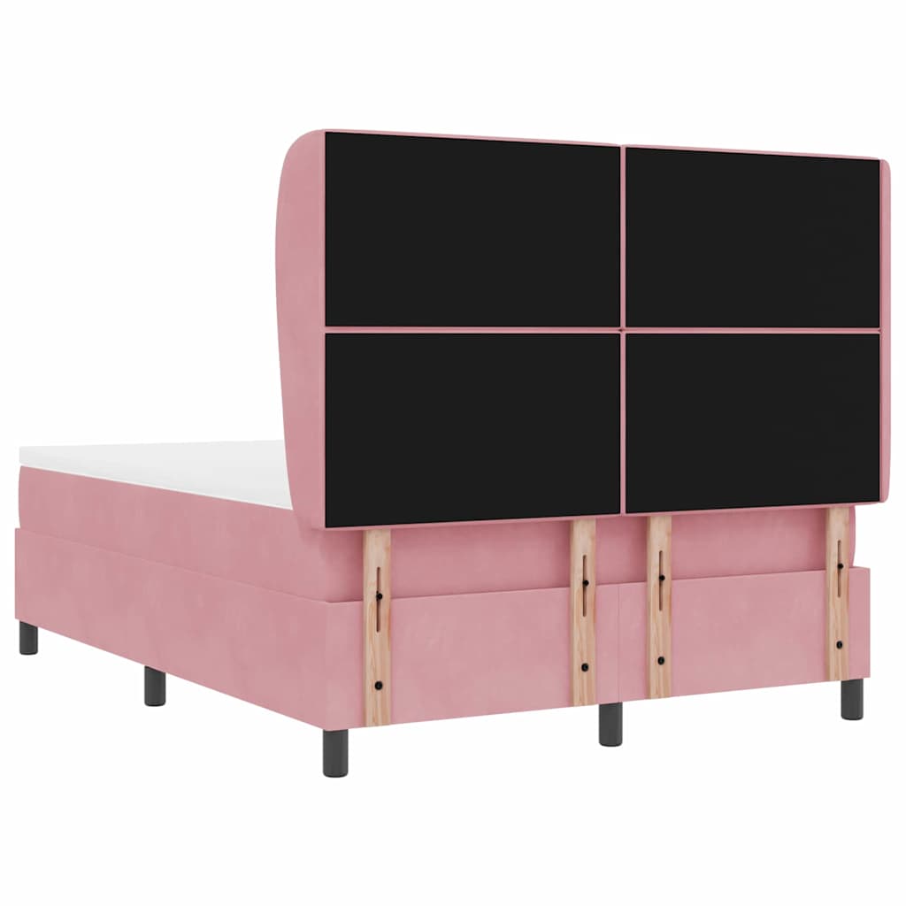 Lit à ressorts avec matelas Rose 200 x 140 cm Velours