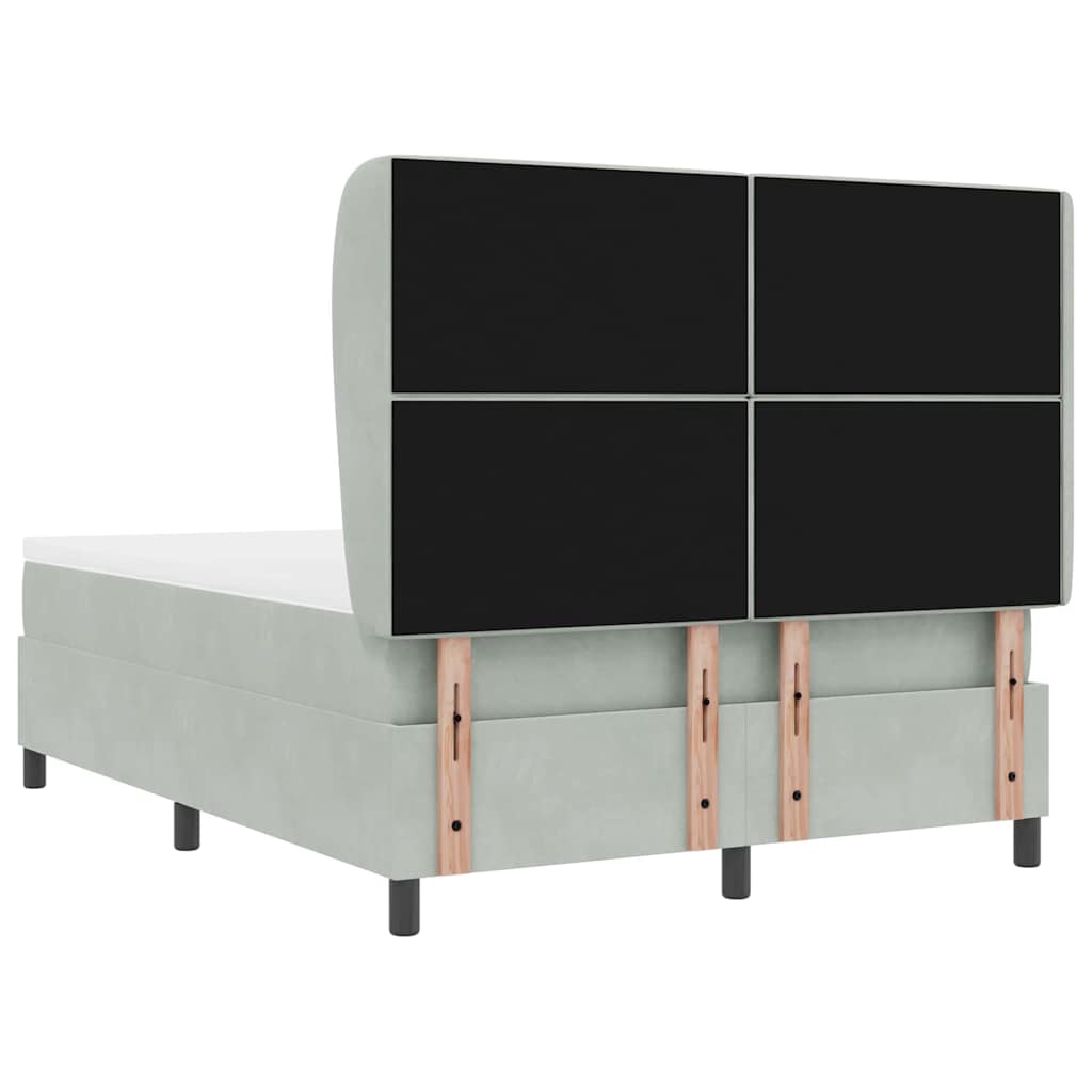 Lit à ressorts avec matelas Gris clair 160 x 200 cm Velours