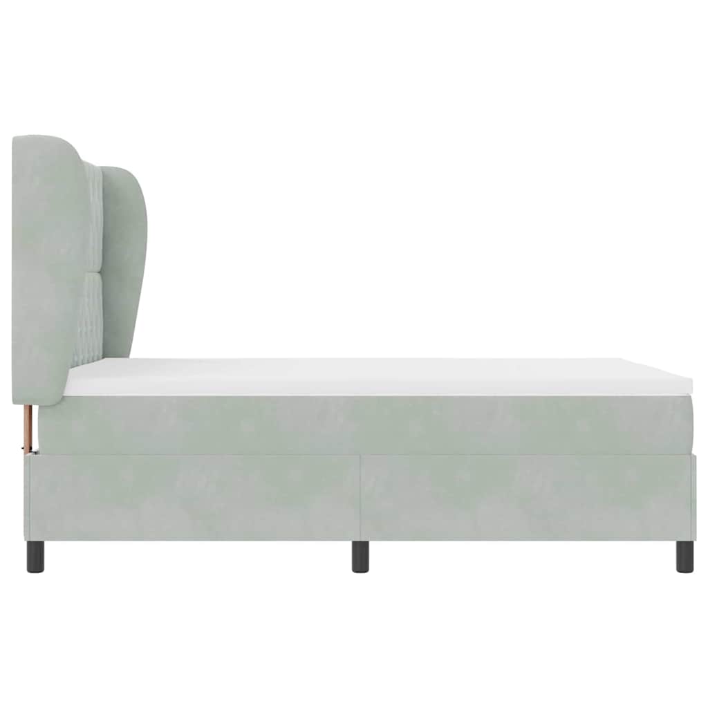 Lit à ressorts avec matelas Gris clair 160 x 200 cm Velours