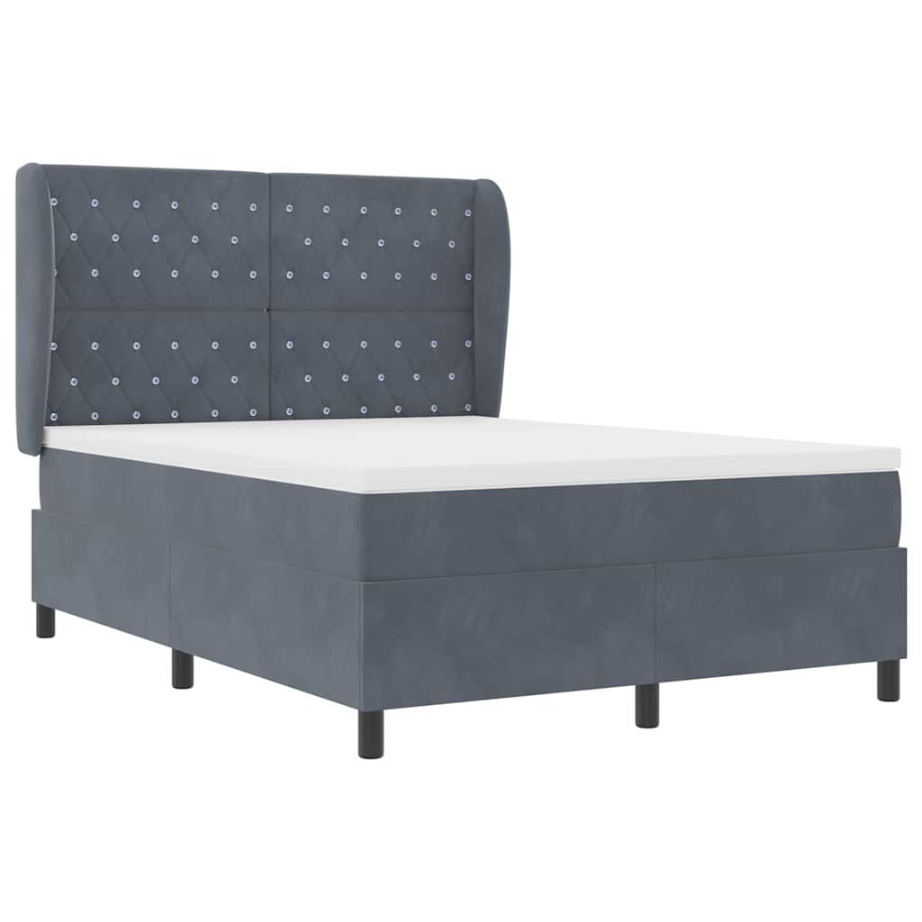 Lit à ressorts avec matelas Gris foncé 160 x 200 cm Velours - XIOS