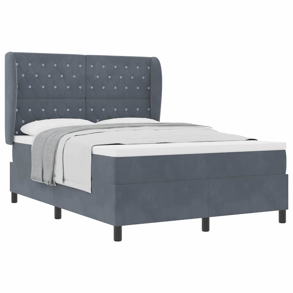 Lit à ressorts avec matelas Gris foncé 160 x 200 cm Velours - XIOS