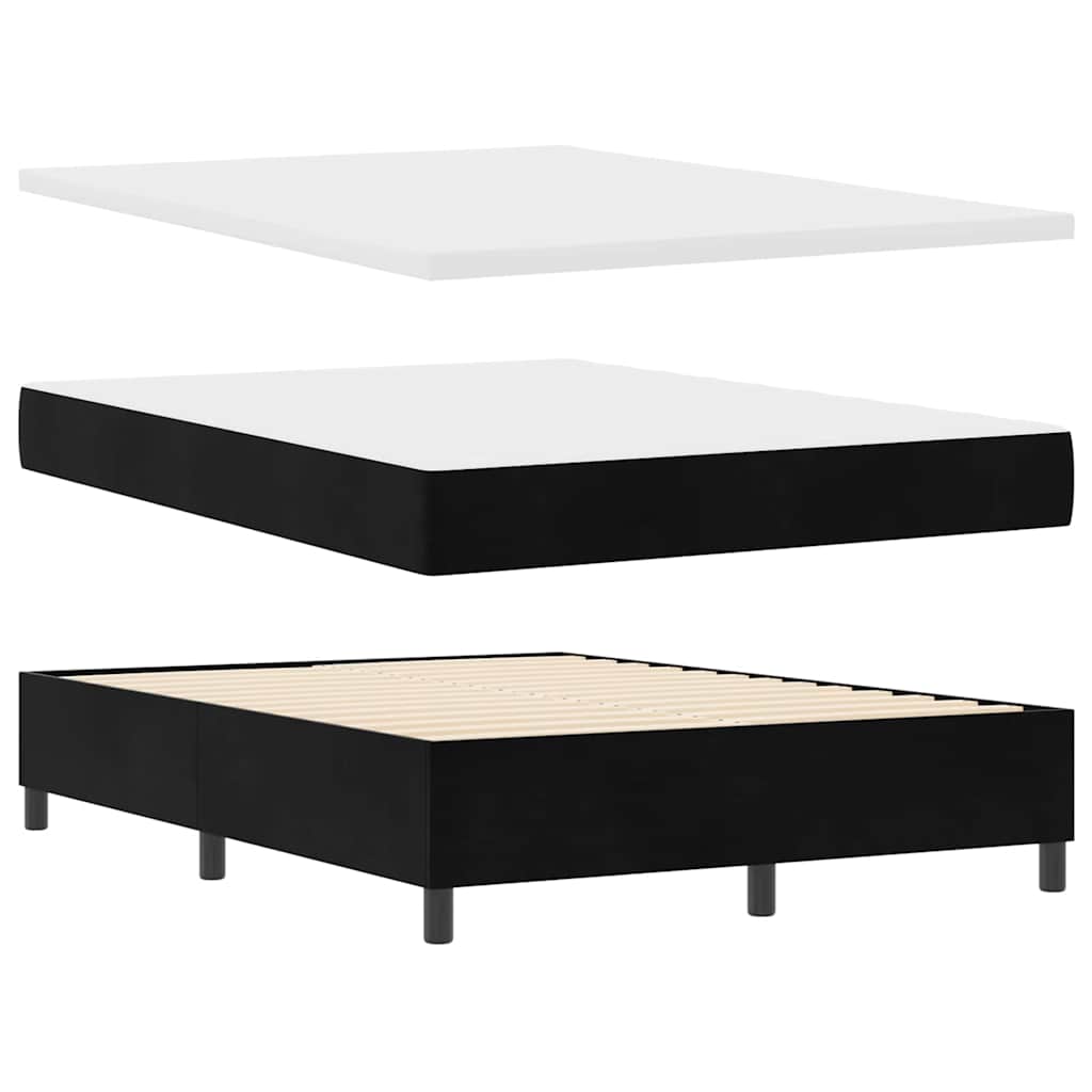 Lit à ressorts avec matelas Noir 160 x 200 cm Velours