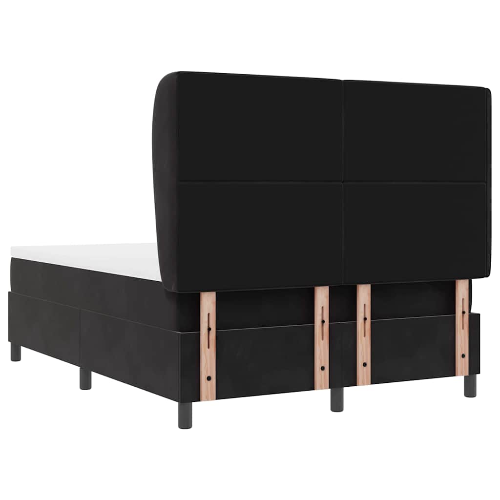Lit à ressorts avec matelas Noir 160 x 200 cm Velours