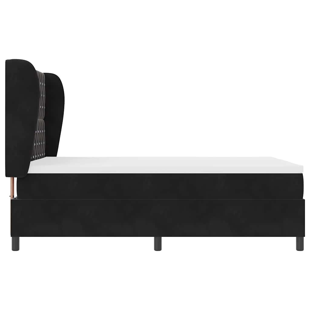 Lit à ressorts avec matelas Noir 160 x 200 cm Velours