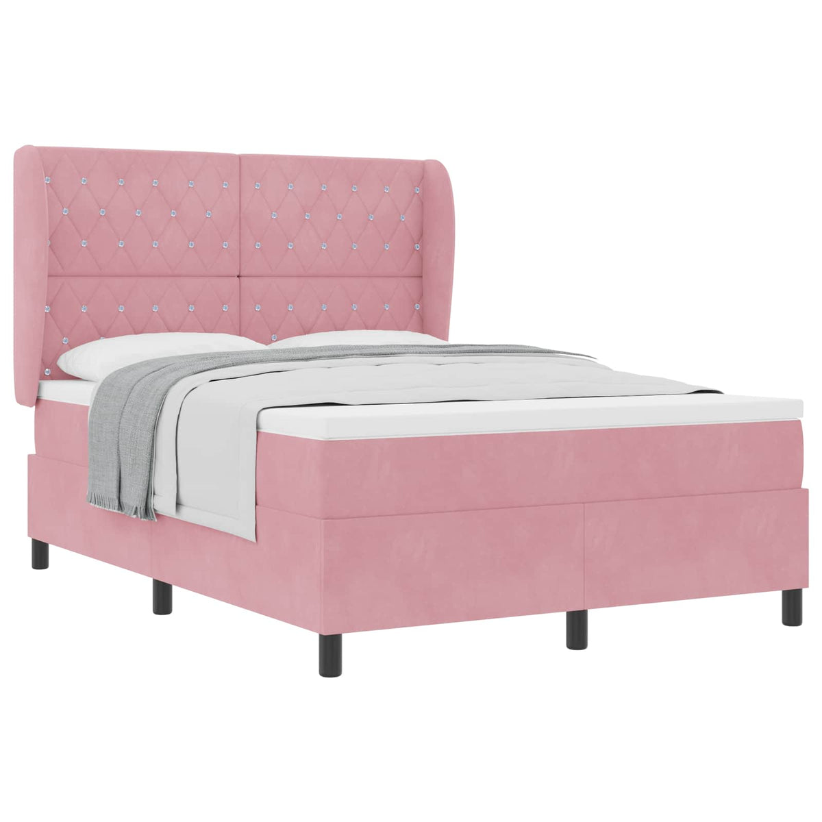 Lit à ressorts avec matelas Rose 200 x 160 cm Velours