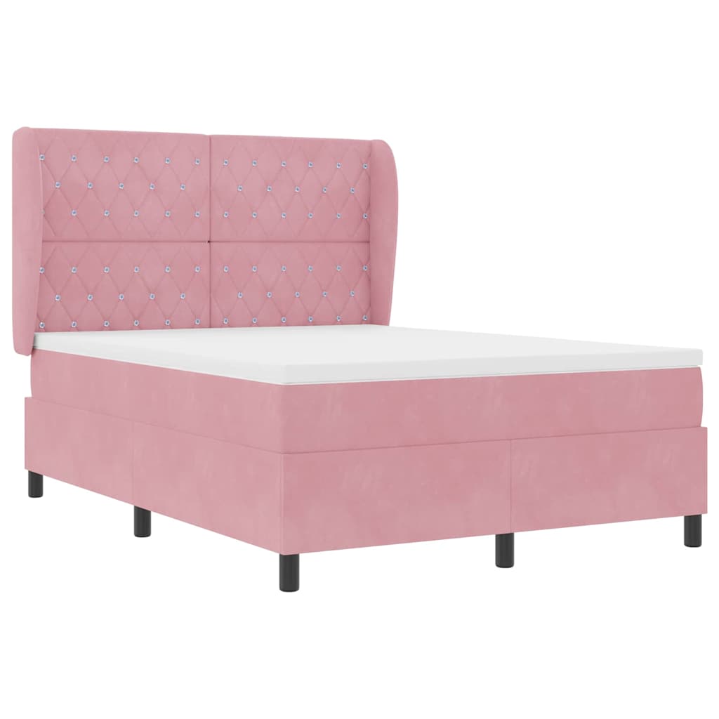 Lit à ressorts avec matelas Rose 200 x 160 cm Velours